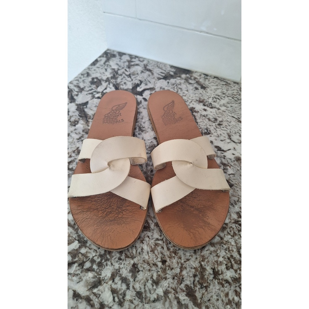 Ancient Greek Sandals Womens Gream Strap Slide Sandals Size 41